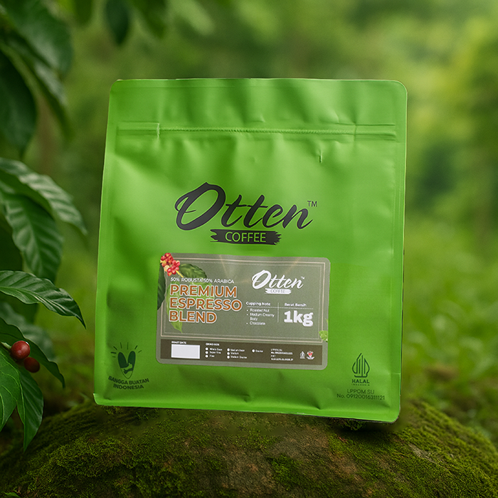 Premium Espresso Blend 1kg Biji Bubuk Kopi Arabica Robusta Otten Coffee